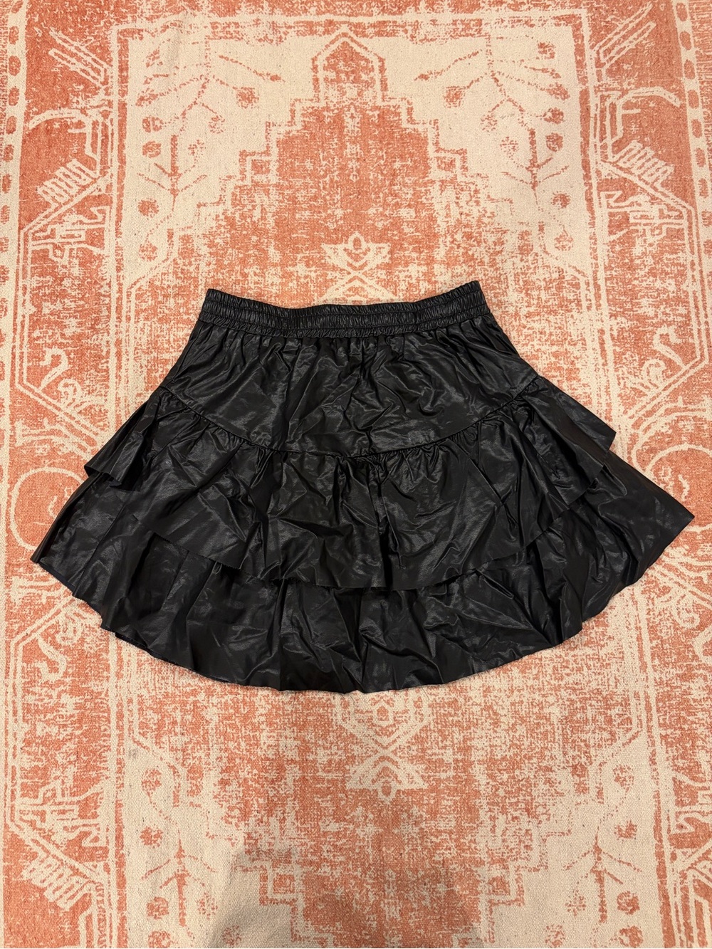 Very J Size S Black Ruffle Layered Tiered Elastic Waist Mini Skirt